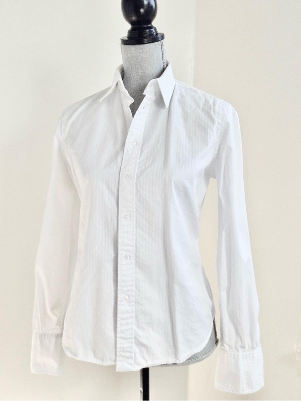 VTG Ralph Lauren Black Label White Stripes Puff Sleeve Shirt Pleated Shoulder 8